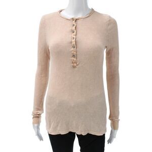 Project Social T Womens Basic Beige Long Sleeve T-Shirt Size XS